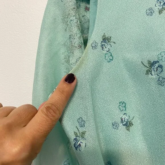 Vintage FRANCIS GALE 70s Aquamarine Floral Print Cape Dress - Size S/M - Picture 16 of 16